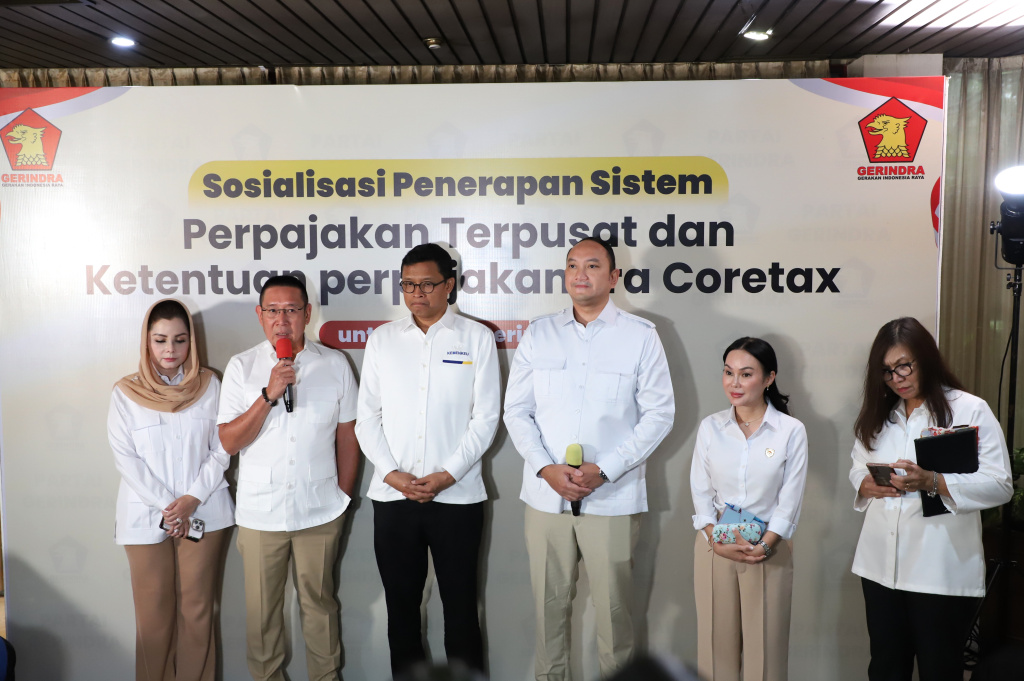 Dirjen Pajak menggelar sosialisasi Sistem Perpajakan Coretax di DPP Gerindra (Ashar/SinPo.id)