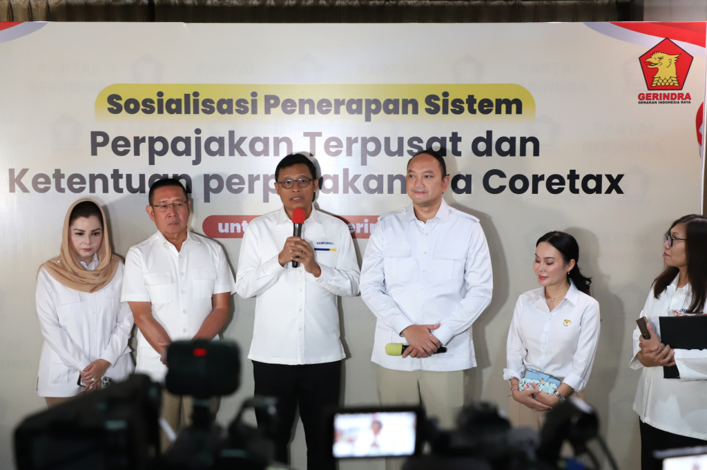 Dirjen Pajak menggelar sosialisasi Sistem Perpajakan Coretax di DPP Gerindra (Ashar/SinPo.id)