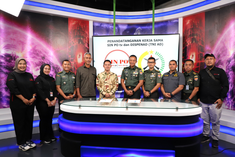 Dinas Penerangan TNI-Ad (Dispenad) melakukan penandatanganan MoU kerja dengan Sinpo Media Group membahas memberitakan kegiatan-kegiatan TNI-AD (Ashar/SinPo.id)