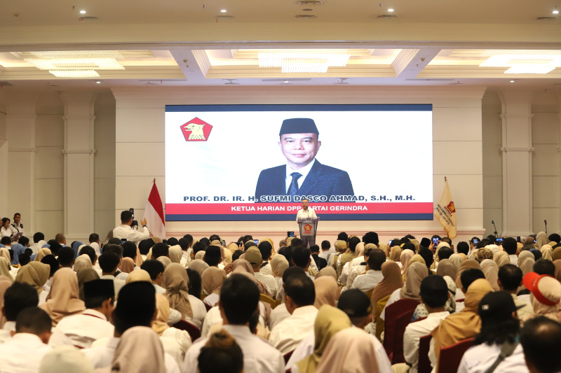 DPD Partai Gerindra DKI Jakarta gelar acara halal bihalal dam santunan anak yatim di Tavia Heritage Hotel (Ashar/SinPo.id)
