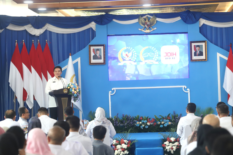 Sekjen DPD RI Muhammad Iqbal resmi luncurkan aplikasi JDIH (Ashar/SinPo.id)