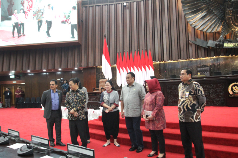 DPR gelar gladi bersih jelang sidang tahunan DPR RI/DPD RI/MPR RI (Ashar/SinPo.id)