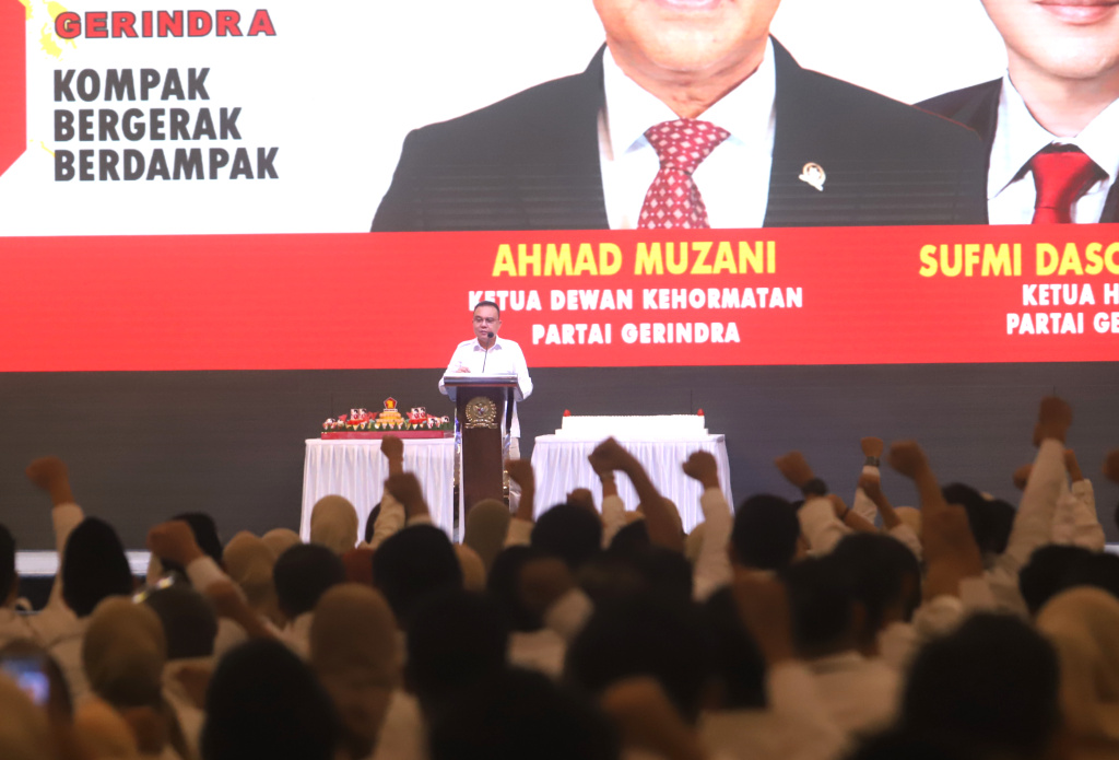 Fraksi Gerindra DPR merayakan HUT ke-18 Partai Gerindra di Gedung Nusantara IV (Ashar/SinPo.id)
