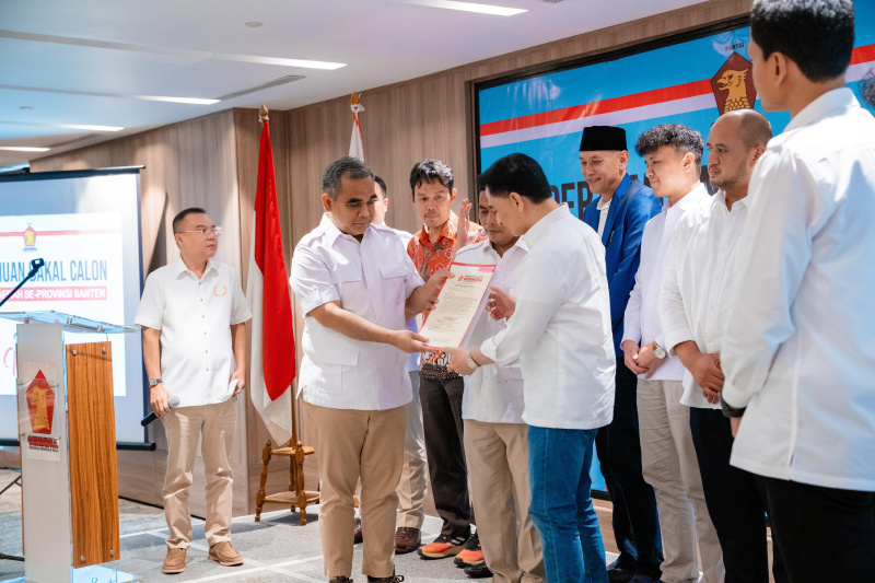 Partai Gerindra gelar pertemuan bakal calon daerah se-Provinsi Banten di hotel trembesi BSD (Ashar/SinPo.id)