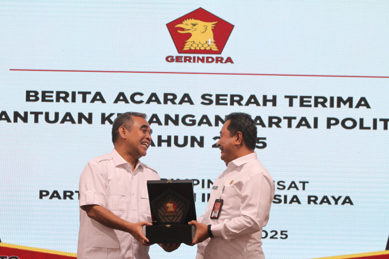 Partai Gerindra menerima dana bantuan partai politik Rp 20 miliar dari Kemendagri (Ashar/SinPo.id)