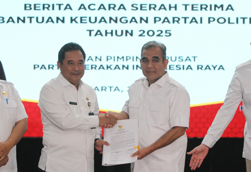 Partai Gerindra menerima dana bantuan partai politik Rp 20 miliar dari Kemendagri (Ashar/SinPo.id)