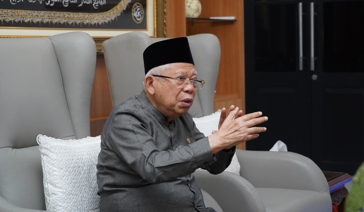 KH Ma'ruf Amin, menerima pengurus Forum Jurnalis Wakaf dan Zakat Indonesia. (Agus Priatna/SinPo.id)