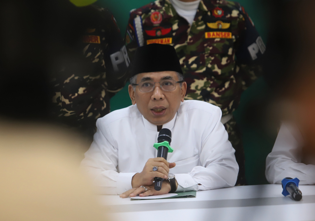 Ketua PBNU KH Yahya Cholil Staquf mengajak untuk menggelar muktamar ke-35  (Ashar/SinPo.id)