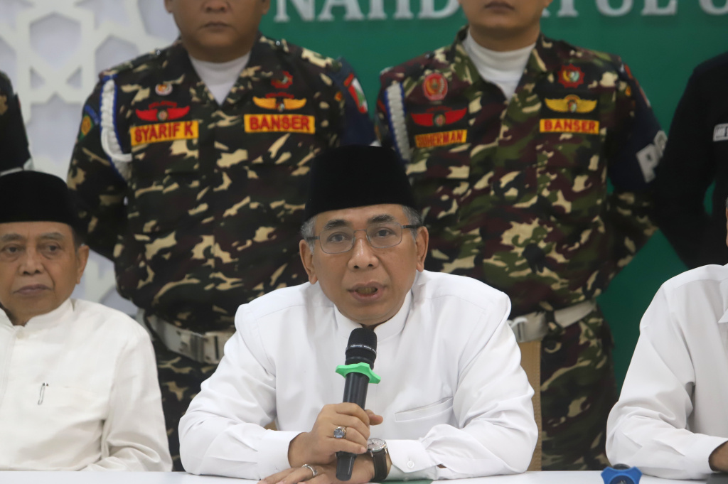 Ketua PBNU KH Yahya Cholil Staquf mengajak untuk menggelar muktamar ke-35  (Ashar/SinPo.id)