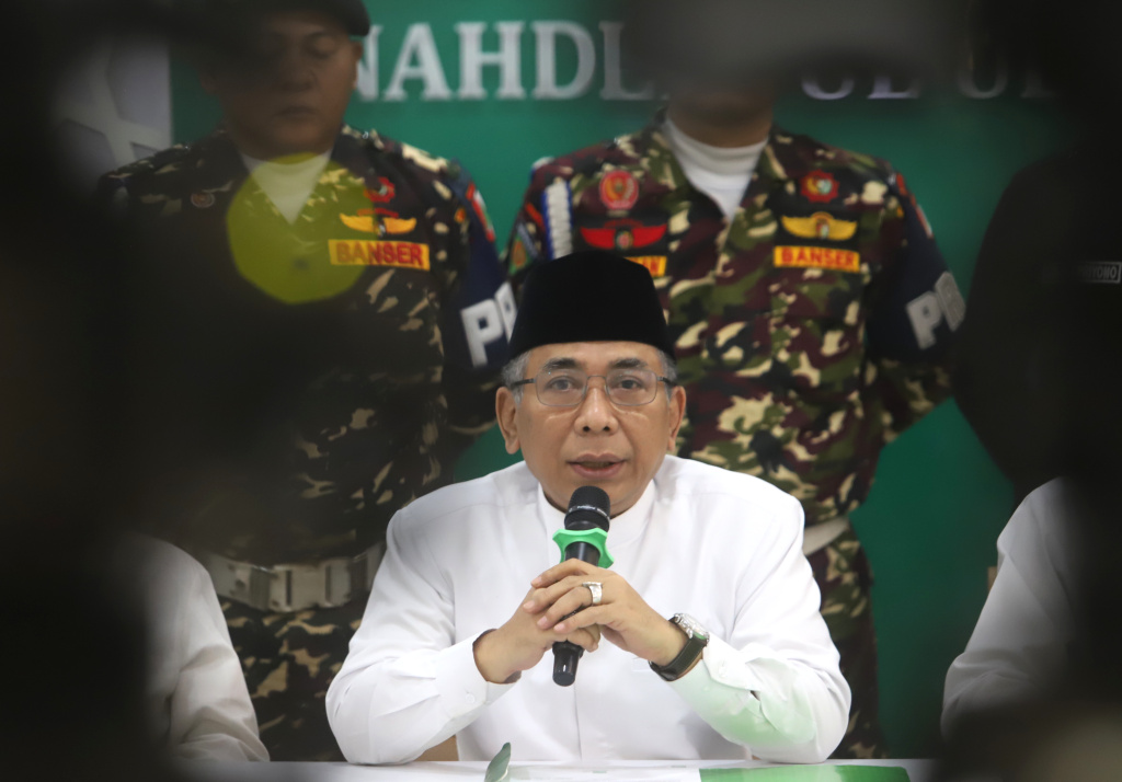 Ketua PBNU KH Yahya Cholil Staquf mengajak untuk menggelar muktamar ke-35  (Ashar/SinPo.id)