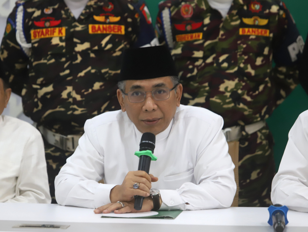 Ketua PBNU KH Yahya Cholil Staquf mengajak untuk menggelar muktamar ke-35  (Ashar/SinPo.id)