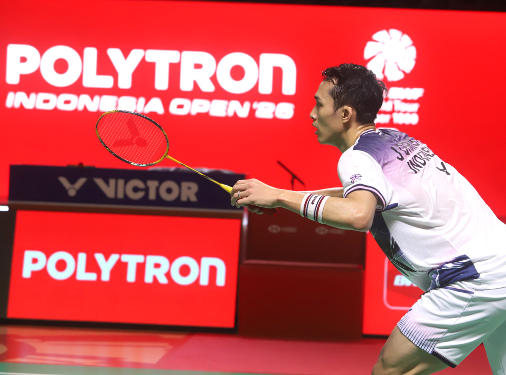 Jonathan Christie melaju ke babak final usai mengalahkan Panitchaphon Teeraratsakul di babak semifinal (Ashar/SinPo.id)