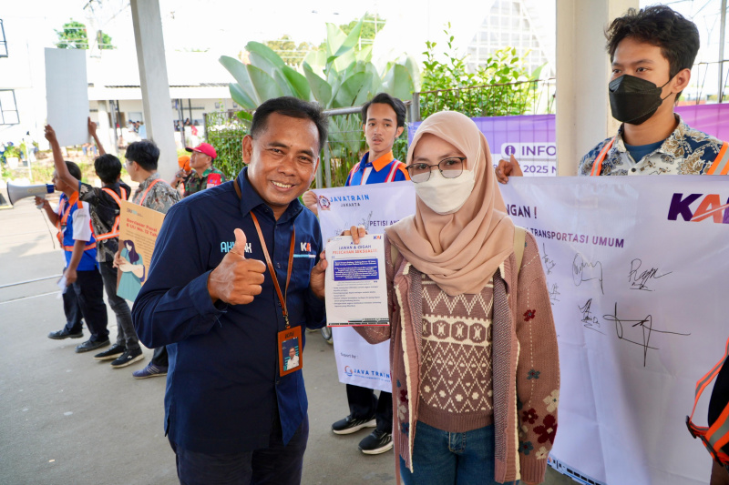 KAI Daop 1 menggelar sosialisasi pencegahan pelecehan seksual di kereta api di Stasiun Bogor (Ashar/SinPo.id)