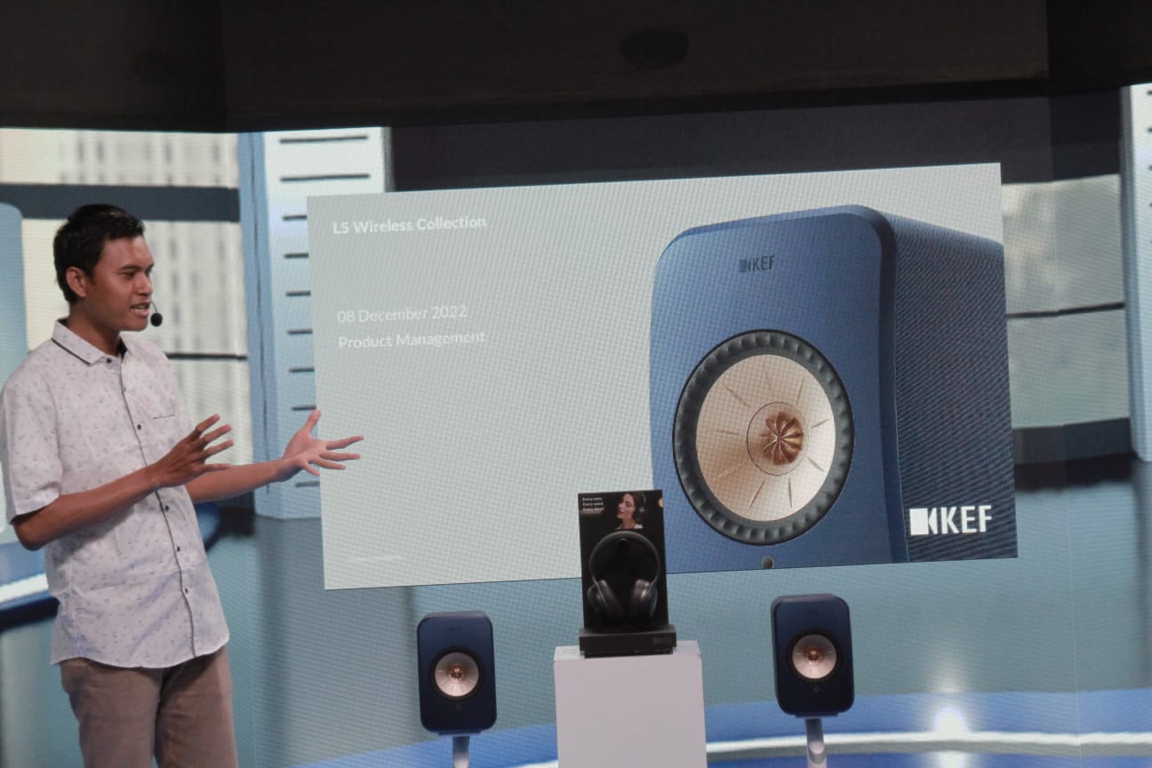 KEF produsen audio yang berasal dari Inggris me-launching produknya yang terbaru KEF SL60 dan KEF SL50 (Ashar/SinPo.id)