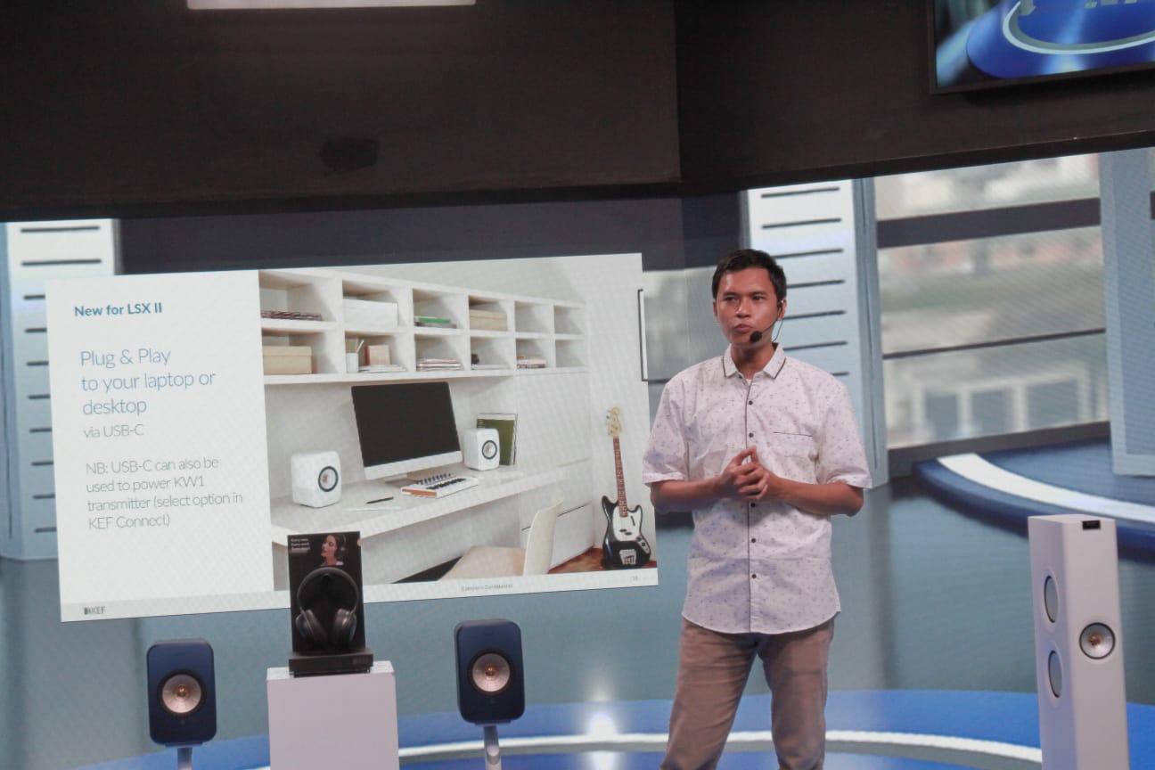 KEF produsen audio yang berasal dari Inggris me-launching produknya yang terbaru KEF SL60 dan KEF SL50 (Ashar/SinPo.id)