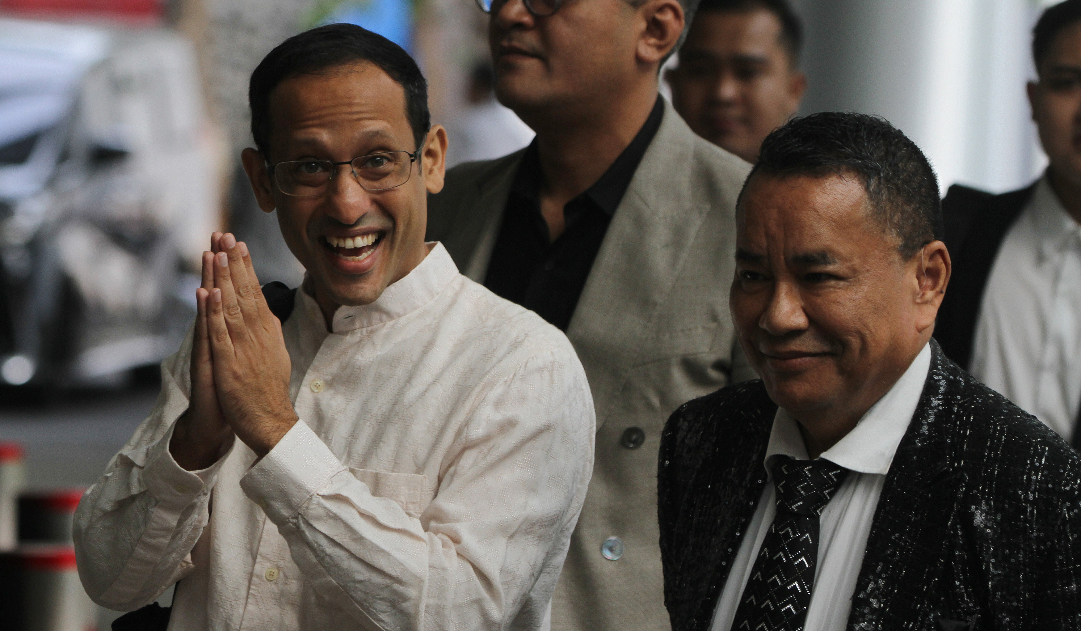 Nadiem Makarim saat memenuhi panggilan Kejagung di Jakarta. (Agus Priatna/SinPo.id)