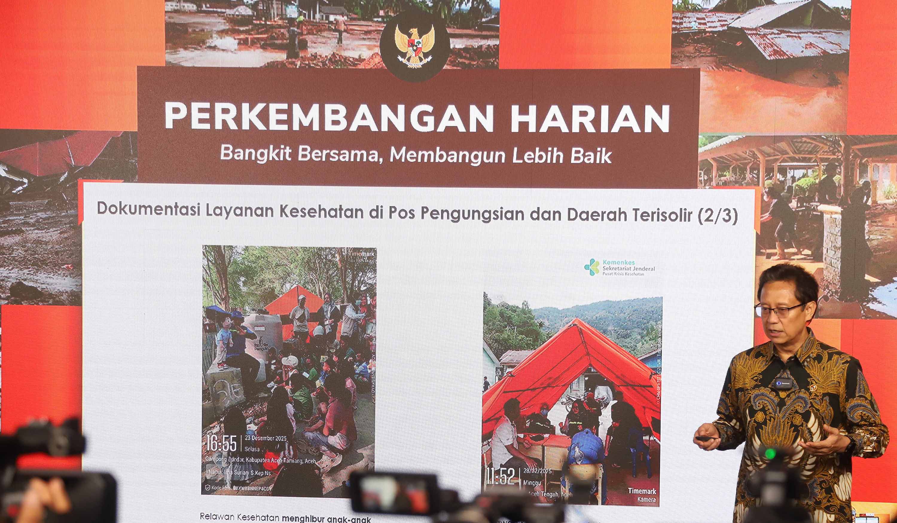 Menkes Budi Gunadi Sadikin, berbicara saat konferensi pers. (Agus Priatna/SinPo.id)