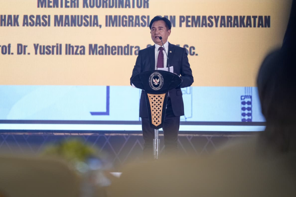 Menko Kumham Imipas Yusril Ihza Mahendra sampaikan Penyampaian 33 Rekomendasi Kebijakan (Ashar/SinPo.id)