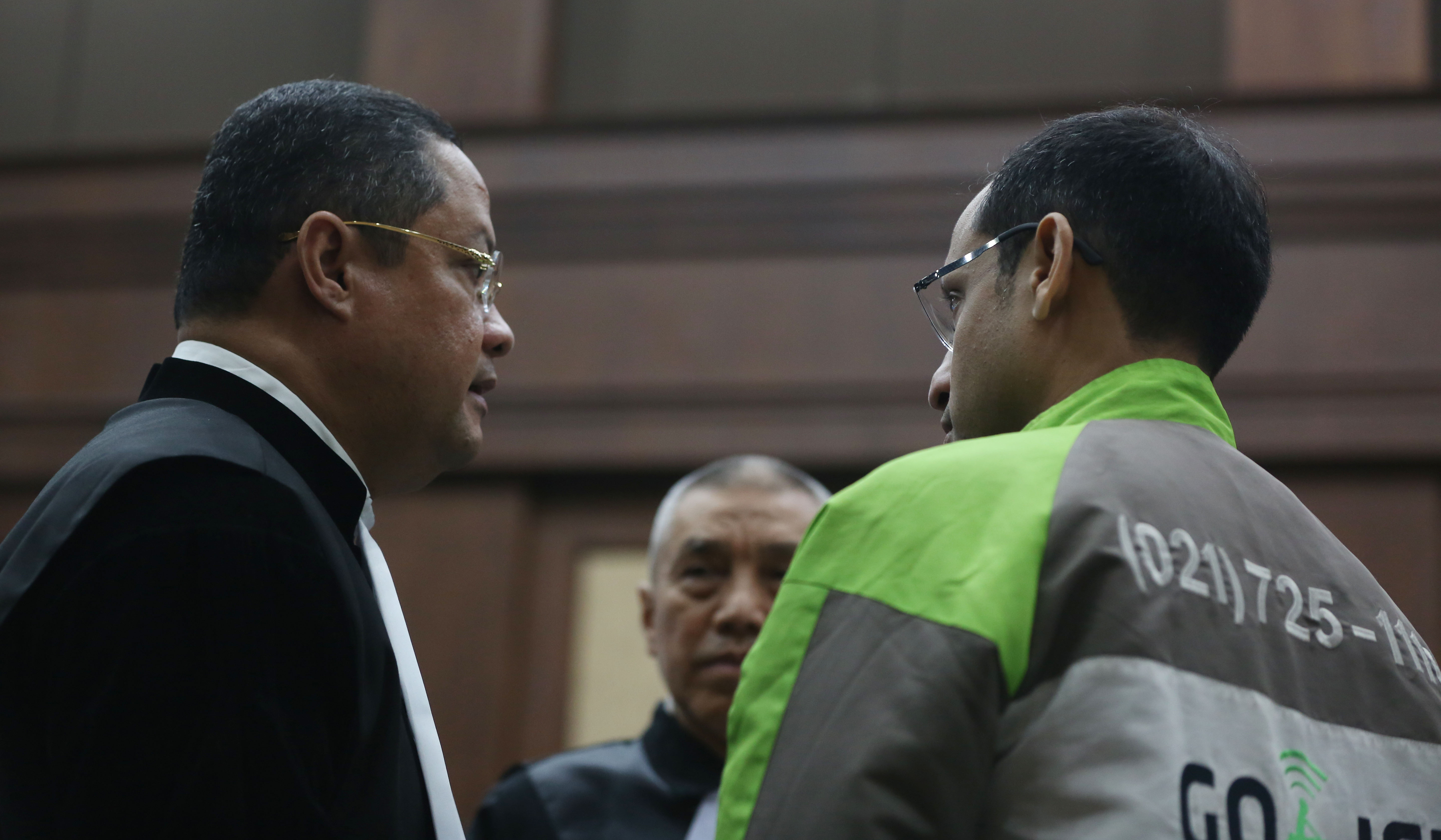 Nadiem saat menjalani sidang lanjutan dengan agenda pembacaan pledoi. (Agus Priatna/SinPo.id)