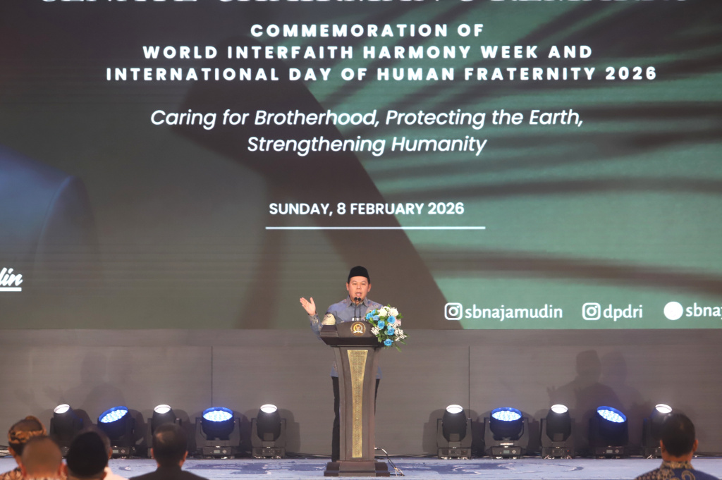 Ketua DPD RI Sultan Bachtiar Najamuddim menghadiri peringatan World Interfaith Harmony Week 2026 (Ashar/SinPo.id)