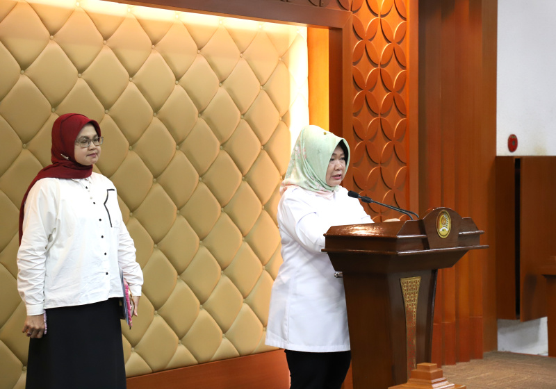 Sekjen MPR Siti Fauziah memberikan keterangan pers menyampaikan bahwa dalam Rapim tersebut membahas persiapan pelaksanaan pidato Presiden dalam sidang tahunan (Ashar/SinPo.id)