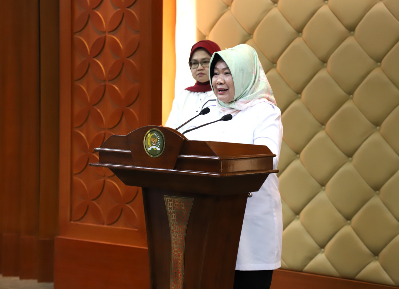 Sekjen MPR Siti Fauziah memberikan keterangan pers menyampaikan bahwa dalam Rapim tersebut membahas persiapan pelaksanaan pidato Presiden dalam sidang tahunan (Ashar/SinPo.id)