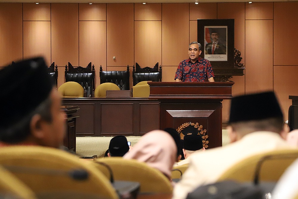Ketua MPR RI Ahmad Muzani menghadiri pelantikan Pengurus Pusat Keluarga Besar Pelajar Islam Indonesia (PP KB PII) di Nusantara V (Ashar/SinPo.id)