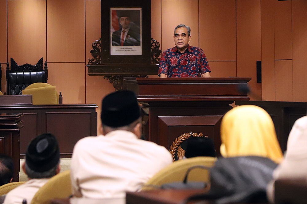 Ketua MPR RI Ahmad Muzani menghadiri pelantikan Pengurus Pusat Keluarga Besar Pelajar Islam Indonesia (PP KB PII) di Nusantara V (Ashar/SinPo.id)