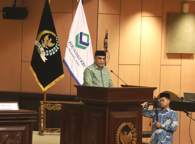 Ketua MPR RI Ahmad Muzani hadiri seminar nasional ASFA Foundation di Gedung Nusantara V (Ashar/SinPo.id)