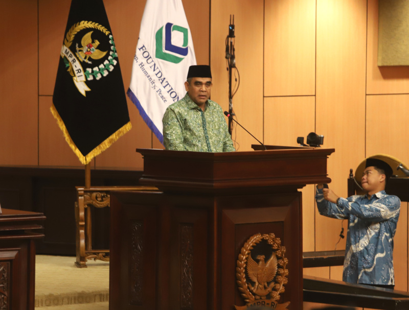 Ketua MPR RI Ahmad Muzani hadiri seminar nasional ASFA Foundation di Gedung Nusantara V (Ashar/SinPo.id)