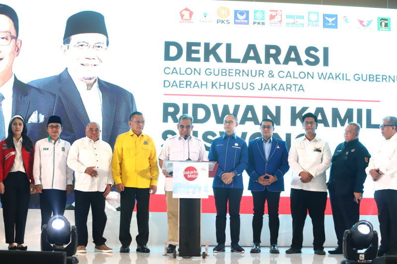 12 partai yang tergabung dalam KIM Plus resmi mengusung Ridwan Kamil-Suswono sebagai Calon Gubernur dan Calon Wakil Gubernur Daerah Khusus Jakarta di Pilkada 2024 (Ashar/SinPo.id)