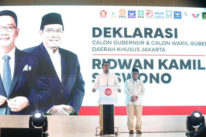 12 partai yang tergabung dalam KIM Plus resmi mengusung Ridwan Kamil-Suswono sebagai Calon Gubernur dan Calon Wakil Gubernur Daerah Khusus Jakarta di Pilkada 2024 (Ashar/SinPo.id)