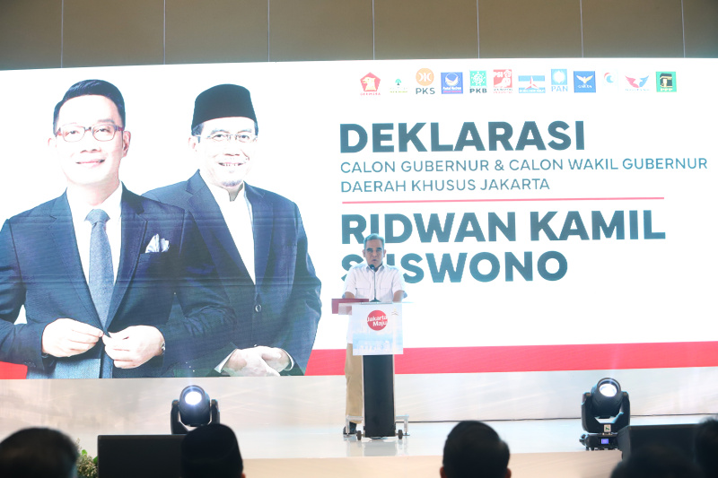 12 partai yang tergabung dalam KIM Plus resmi mengusung Ridwan Kamil-Suswono sebagai Calon Gubernur dan Calon Wakil Gubernur Daerah Khusus Jakarta di Pilkada 2024 (Ashar/SinPo.id)