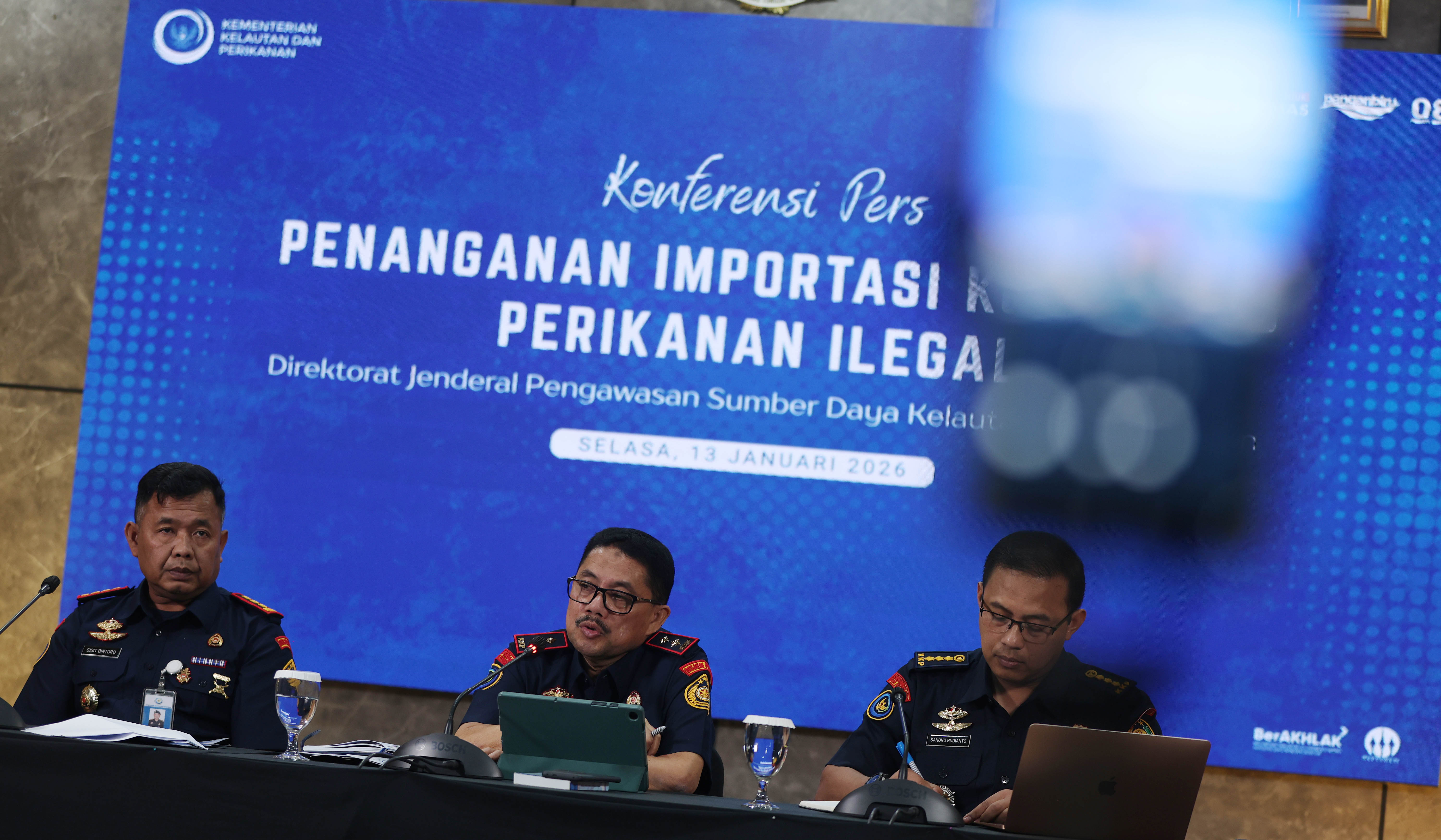 Konferensi pers Kementerian KKP. (Agus Priatna/SinPo.id)