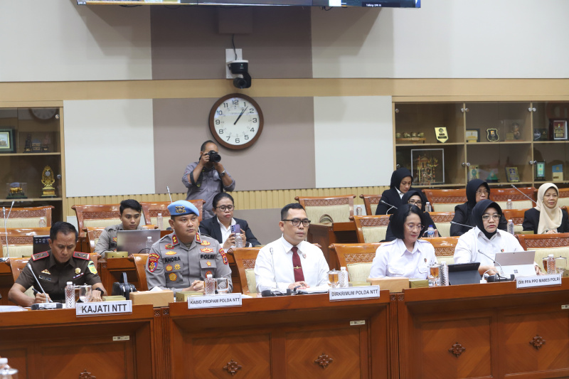 Komisi III DPR gelar RDP dengan Dir PPA Mabes Polri dan Kejati NTT, Kabid Propam Polda NTT dan Dirkrimum Polda NTT membahas terkait kasus dugaan pelecehan mantan Kapolres Ndaga (Ashar/SinPo.id)
