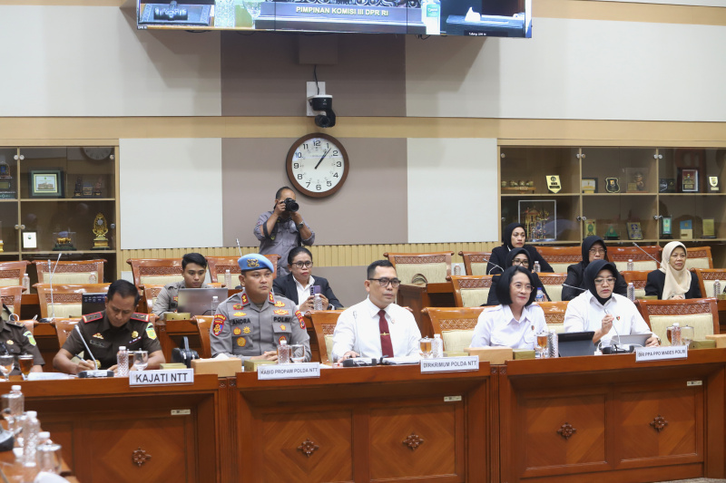 Komisi III DPR gelar RDP dengan Dir PPA Mabes Polri dan Kejati NTT, Kabid Propam Polda NTT dan Dirkrimum Polda NTT membahas terkait kasus dugaan pelecehan mantan Kapolres Ndaga (Ashar/SinPo.id)