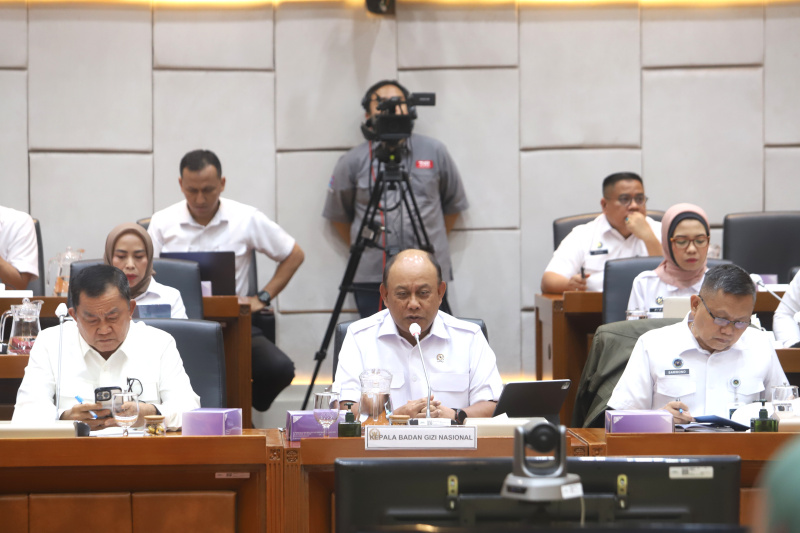 Komisi IX DPR gelar RDP dengan Kepala Badan Gizi Nasional Dadan Hindayana membahas evaluasi program makan bergizi gratis triwulan II (Ashar/SinPo.id)