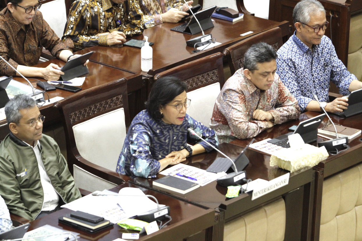 Komisi XI DPR gelar raker dengan Menkeu Sri Mulyani membahas Dana Bagi Hasil (DBH) Sawit (Ashar/SinPo.id)