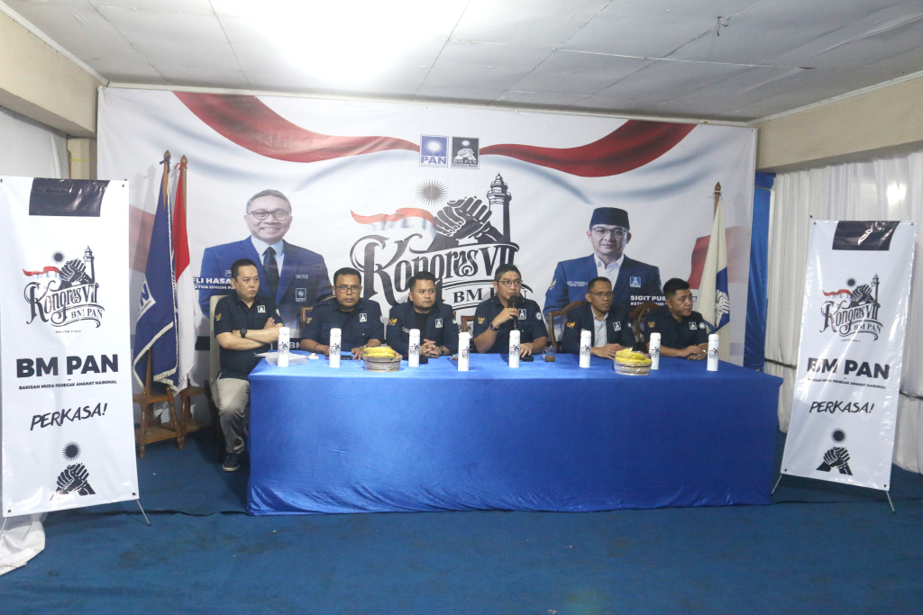 Kongres VII Barisan Muda (BM) PAN memggelar konferensi pers terkait persiapan Kongres VII di Anyer (Ashar/SinPo.id)