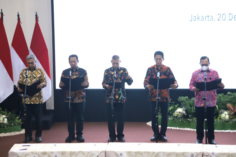 KPK menggelar serah terima jabatan (Sertijab) Pimpinan dan Dewas KPK Periode 2024-2029 di Gedung Merah Putih KPK (Ashar/SinPo.id)