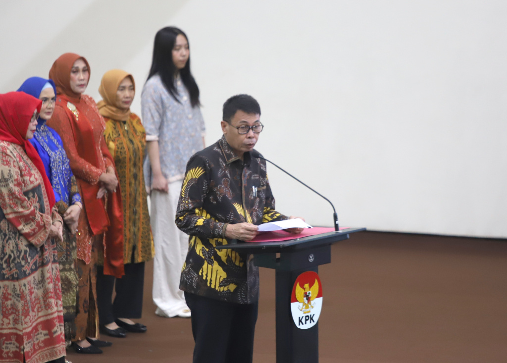 KPK menggelar serah terima jabatan (Sertijab) Pimpinan dan Dewas KPK Periode 2024-2029 di Gedung Merah Putih KPK (Ashar/SinPo.id)