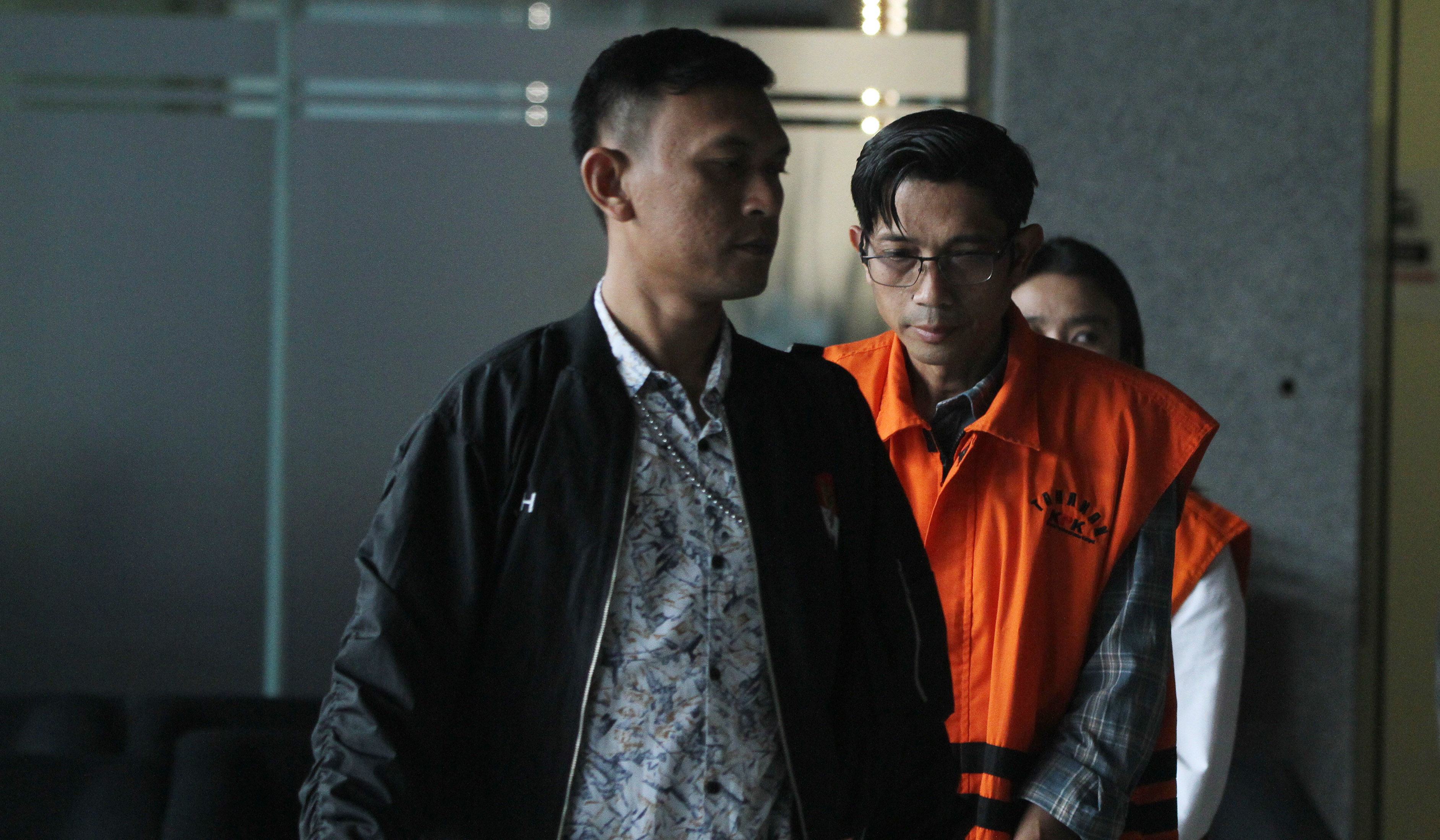 Tersangka pemerasan TKA di Kemnaker. (Agus Priatna/SinPo.id)