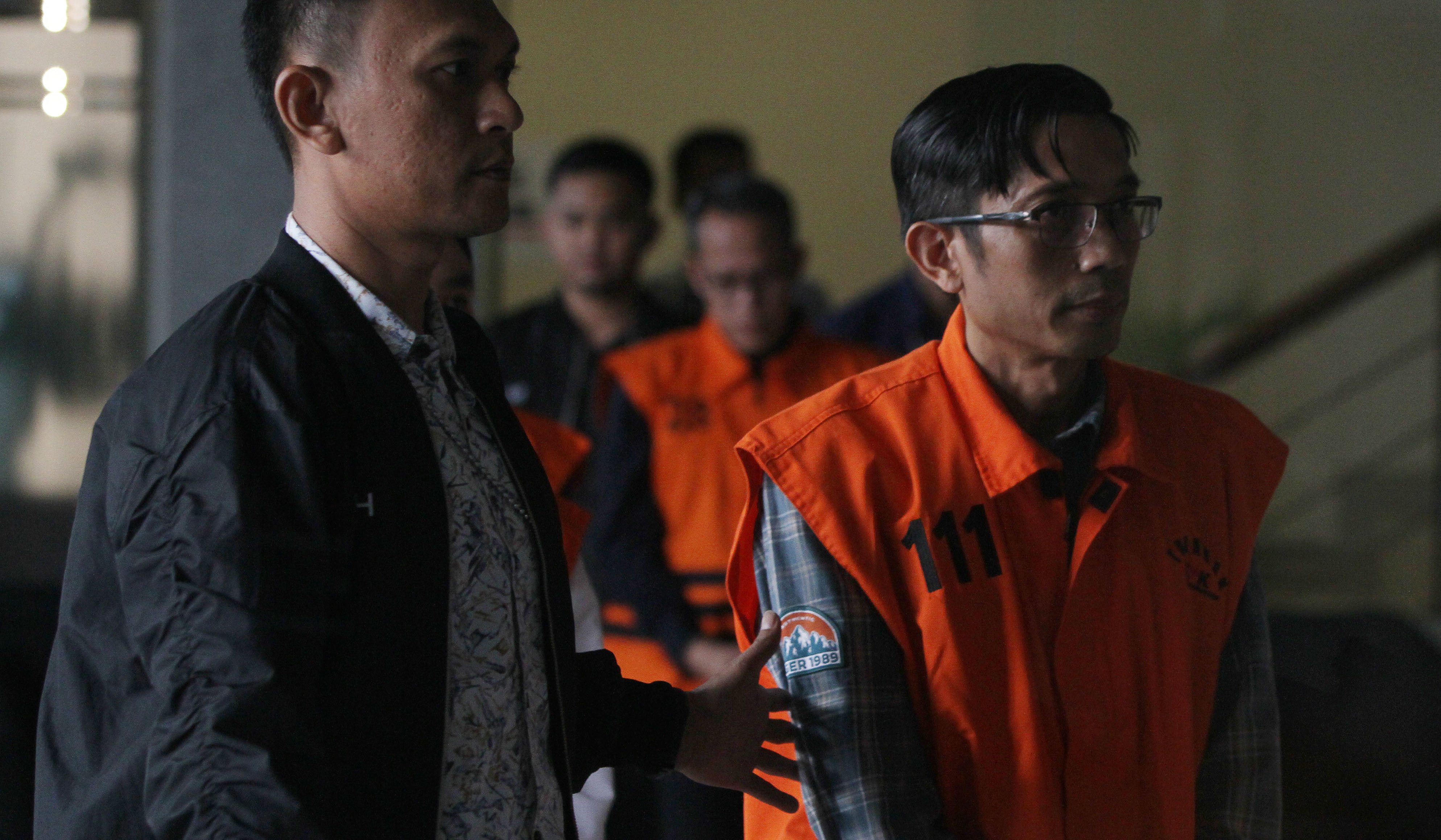 Tersangka pemerasan TKA di Kemnaker. (Agus Priatna/SinPo.id)