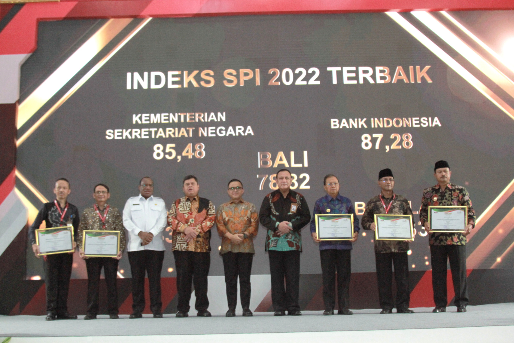 KPK merilis hasil SPI tahun 2022 di gedung juang merah putih KPK (Ashar/SinPo.id)