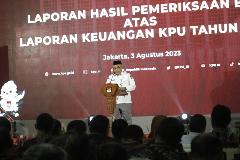 KPU mendapatkan laporan hasil keuangan terbaik BPK dengan meraih Wajar Tanpa Pengecualian (WTP) (Ashar/SinPo.id)