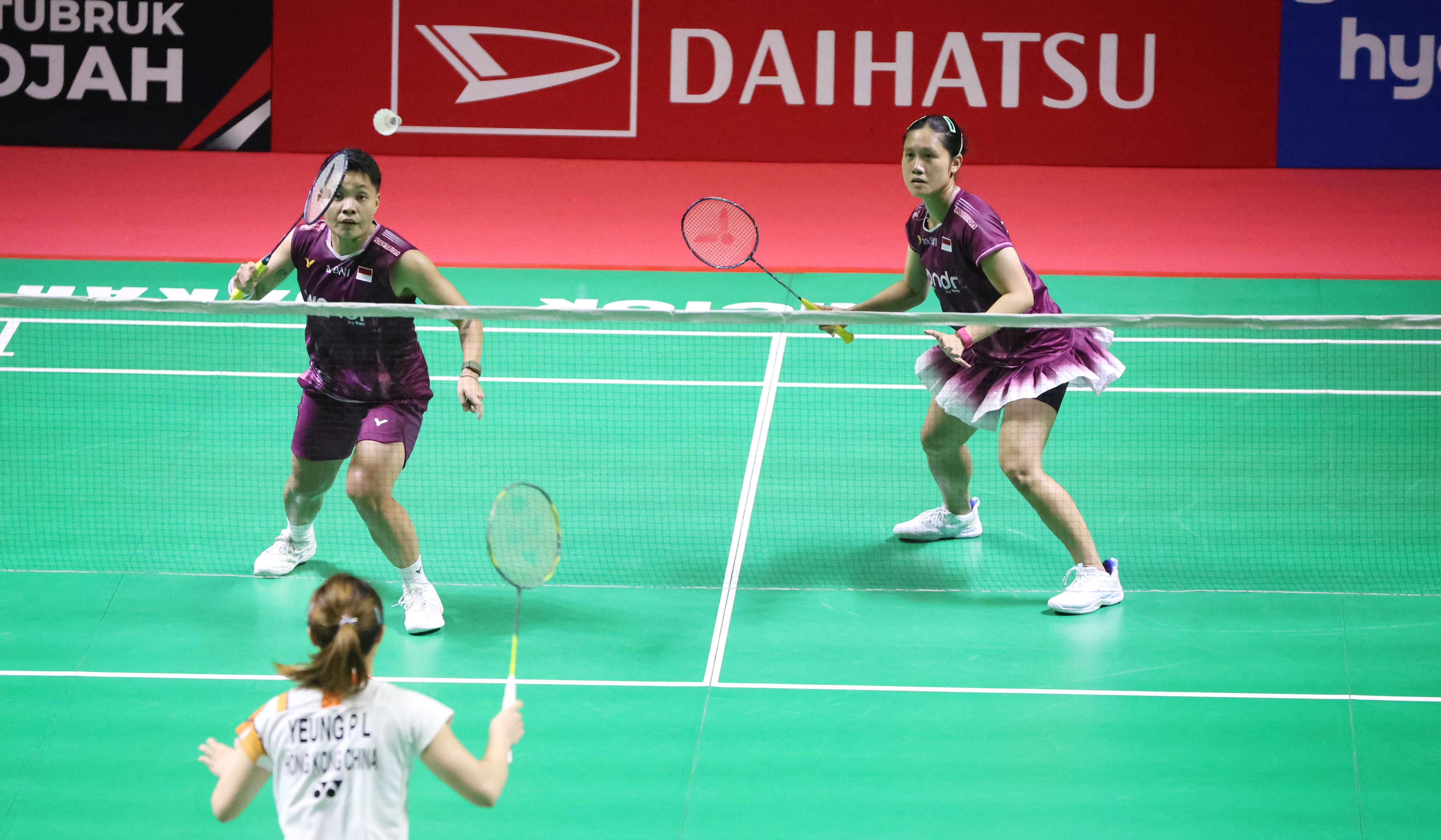 Pasangan ganda putri Indonesia, Lanny Tria Mayasari/Apriyani Rahayu, di ajang Indonesia Masters 2026. (Agus Priatna/SinPo.id)