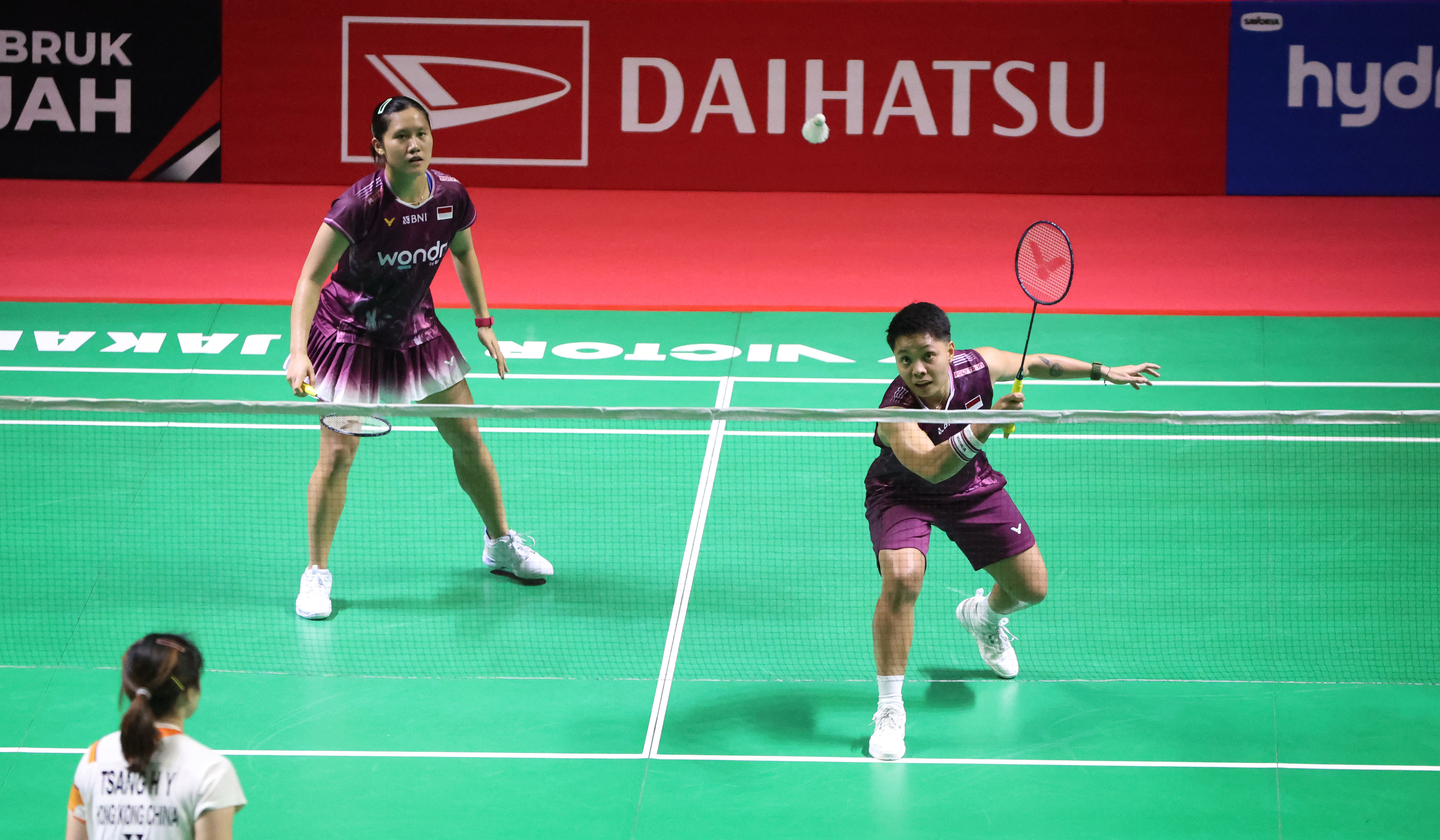 Pasangan ganda putri Indonesia, Lanny Tria Mayasari/Apriyani Rahayu, di ajang Indonesia Masters 2026. (Agus Priatna/SinPo.id)