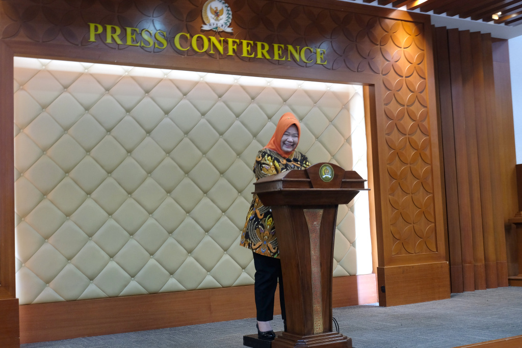 Sekjen MPR RI Siti Fauziah resmi membuka Lomba Anugerah Jurnalistik MPR RI (Ashar/SinPo.id)