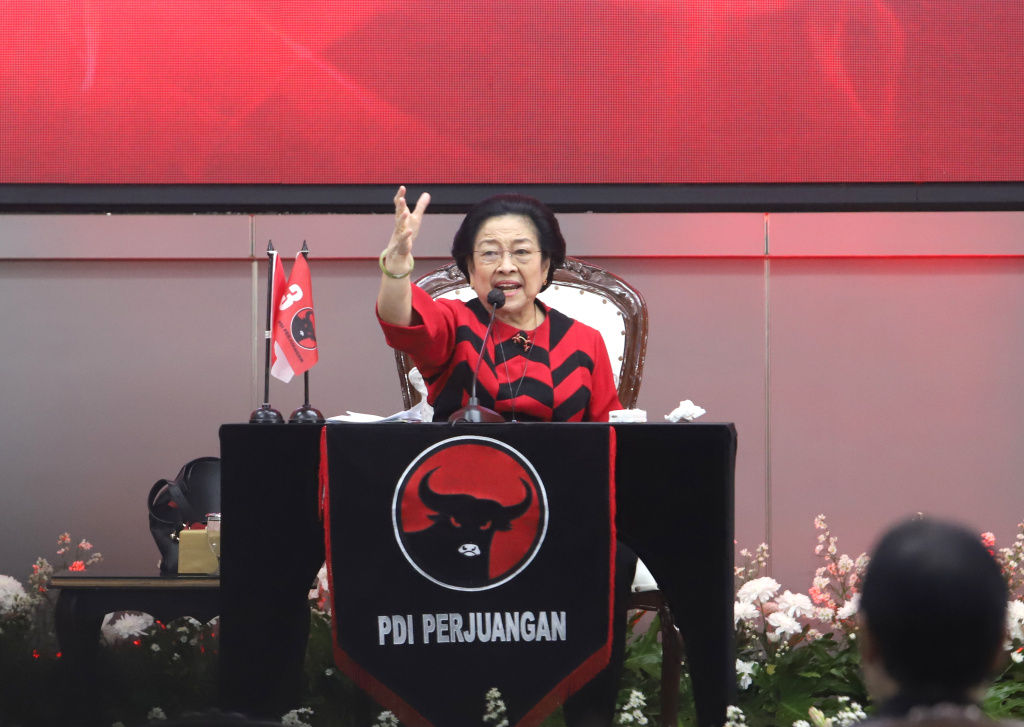 Ketua Umum PDIP Megawati Soekarnoputri menghadiri HUT ke-52 PDIP yang bertema