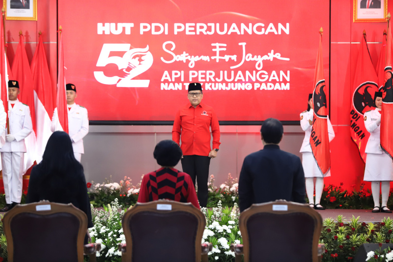 Ketua Umum PDIP Megawati Soekarnoputri menghadiri HUT ke-52 PDIP yang bertema